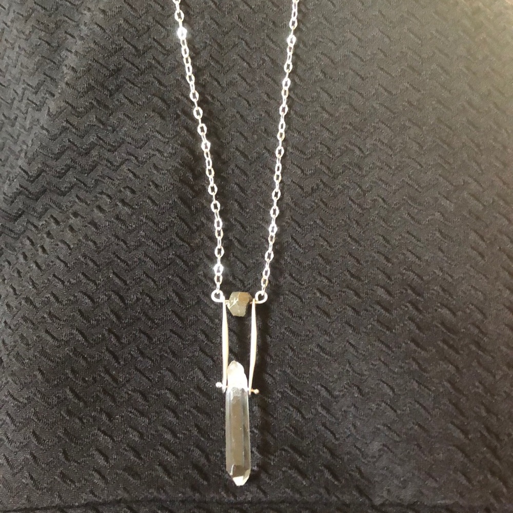 Quartz Crystal And Pyrite Necklace.